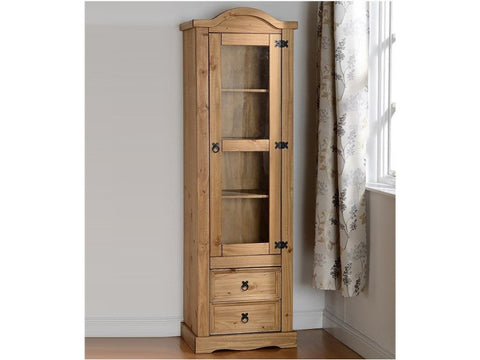Pine corner store glass display cabinet
