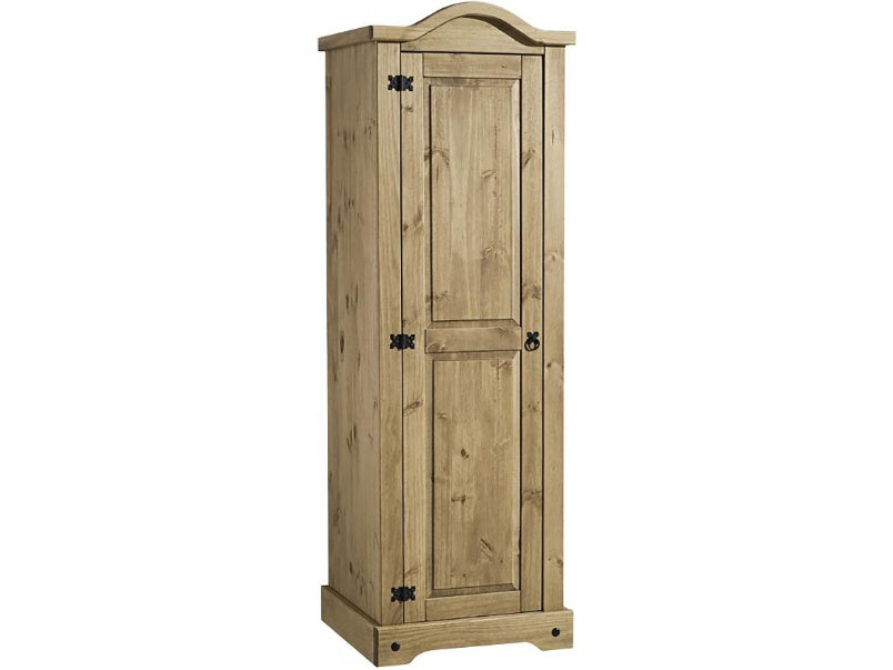 Corona 1 Door Wardrobe in Distressed Waxed Pine