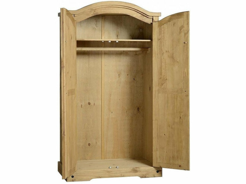 Corona 2 Door Wardrobe in Distressed Waxed Pine