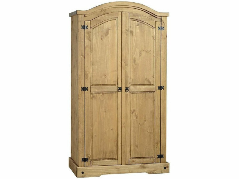 Corona 2 Door Wardrobe in Distressed Waxed Pine