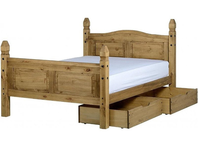 Corona 4-6ft Bed High Foot End in Distressed Waxed Pine