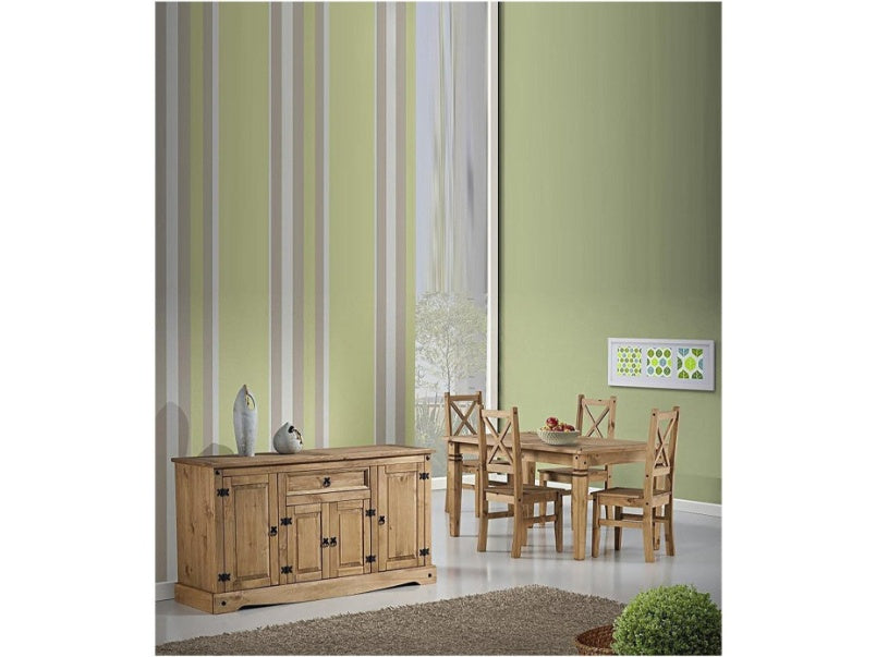 Corona 4 Door 1 Drawer Sideboard in Distressed Waxed Pine