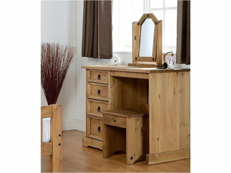 Corona 4 Drawer Dressing Table in Distressed Waxed Pine