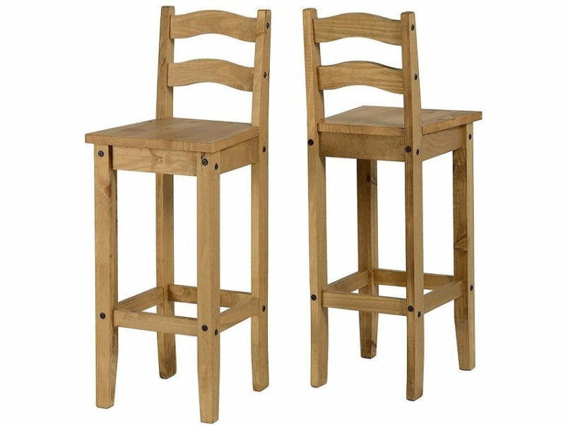 Corona Distressed Waxed Pine Bar Chair (Pair)
