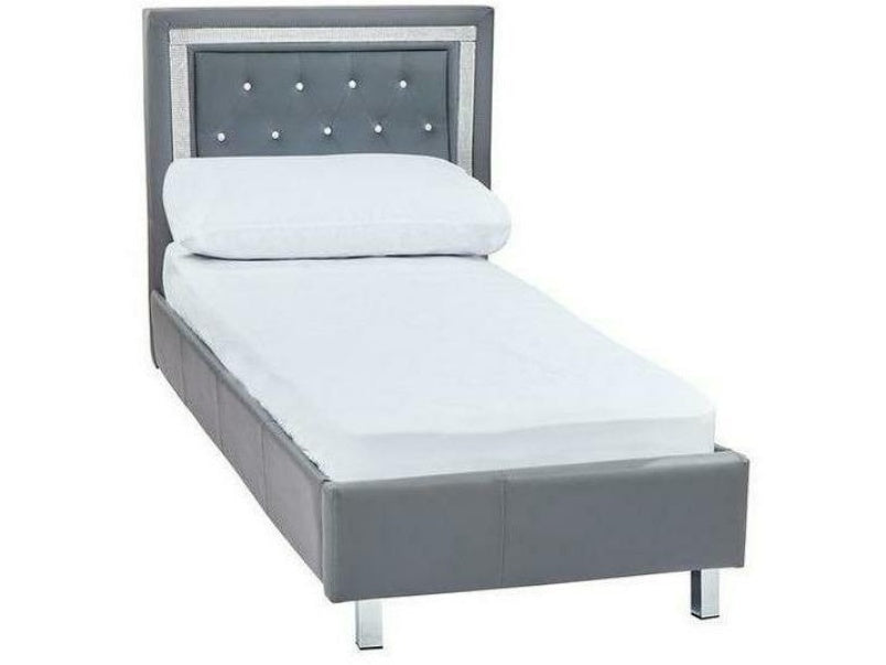 Crystalle 3.0 Single Faux Leather Bed Grey