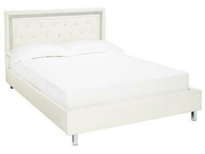 Crystalle 4.6 Double Faux Leather Bed White