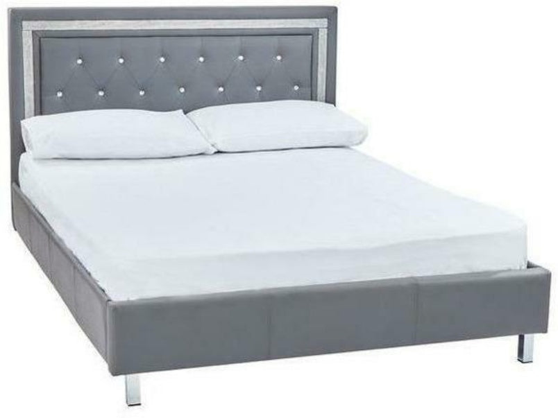 Crystalle 5.0 Kingsize Faux Leather Bed Grey