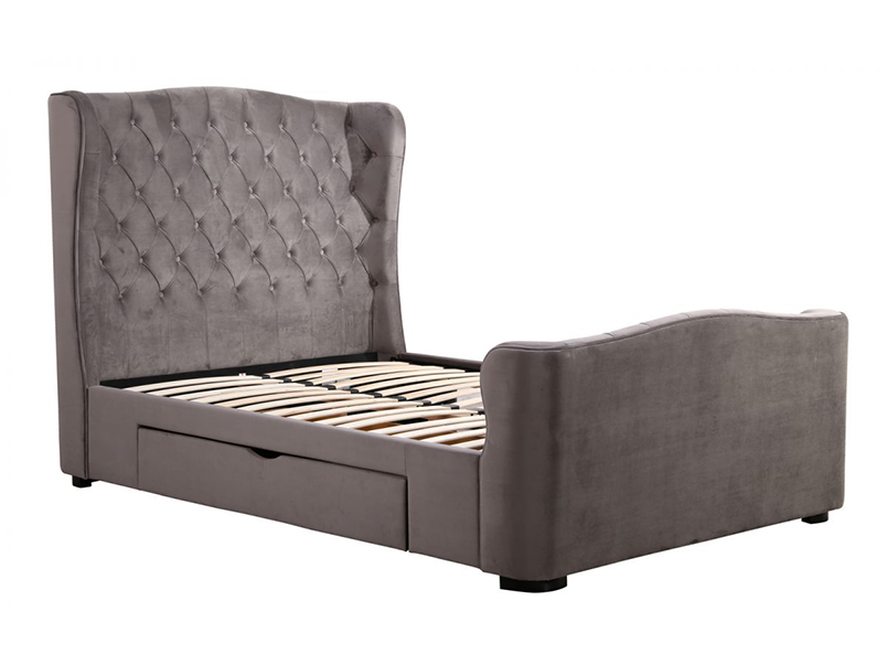 Downton Grey Velvet 2 Drawer Storage Bed