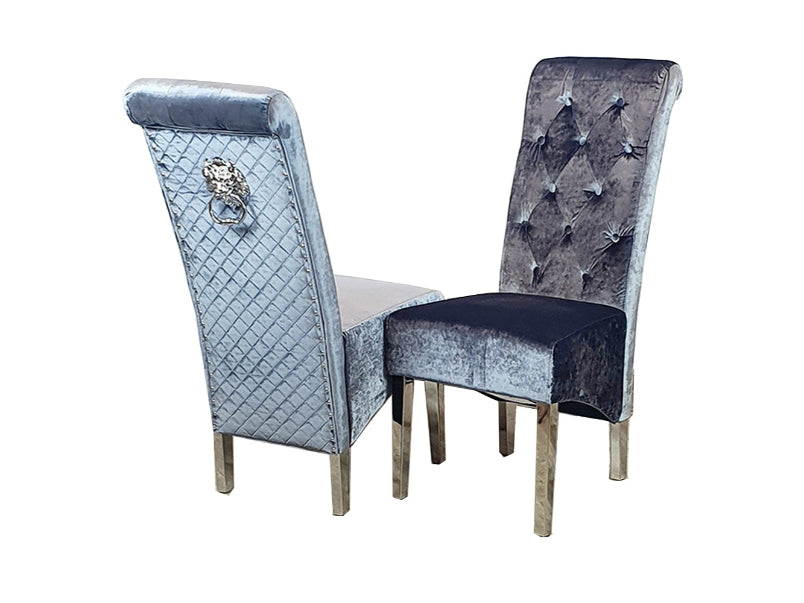 Cotswold Dining Chair with Lion Knocker and Quilted Back