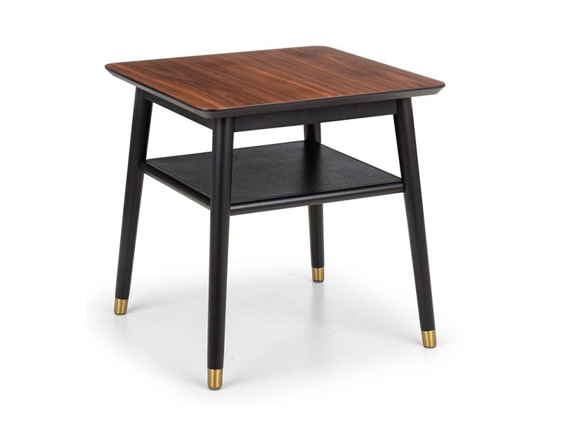 Findlay Lamp Table with Shelf Walnut & Black