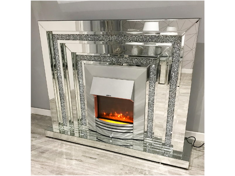 Mocka Grey Glass Levels Fireplace