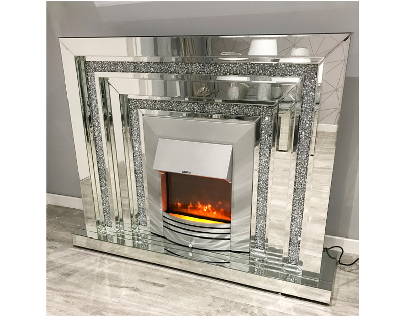 Mocka Grey Glass Levels Fireplace