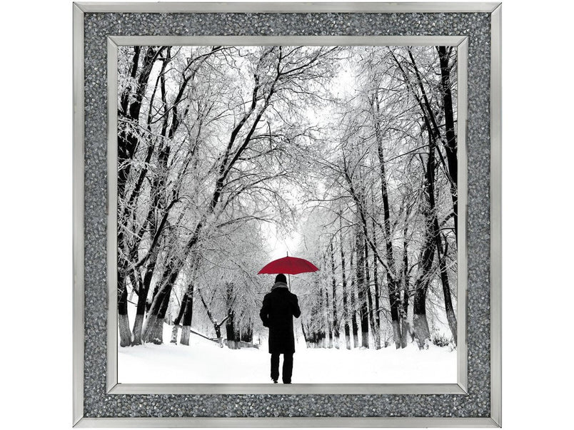 Trees in Winter Red Umbrella