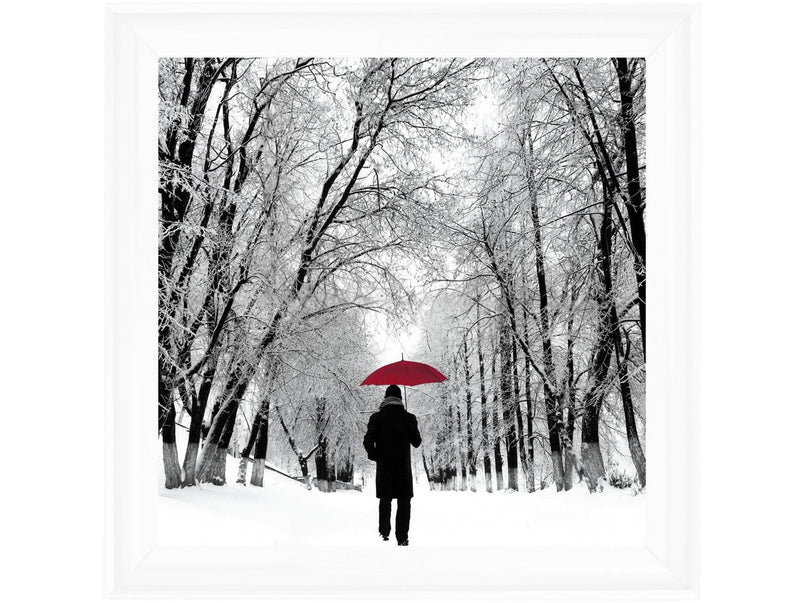 Trees in Winter Red Umbrella