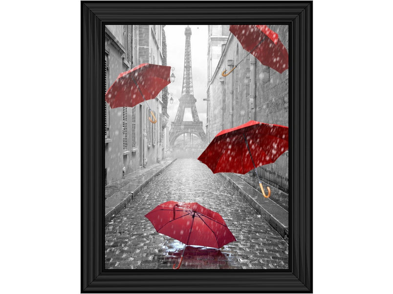 Parisienne Street Red Umbrellas