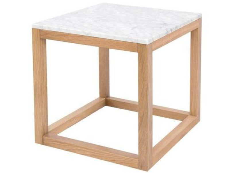 Harlow End Table Oak-White Marble Top