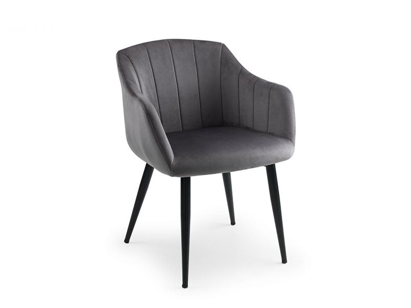 Hobart Scalloped Velvet Dining Chair Grey