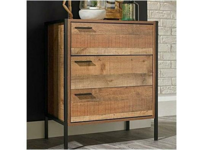 Hoxton 3 Drawer Chest Distressed Oak Effect