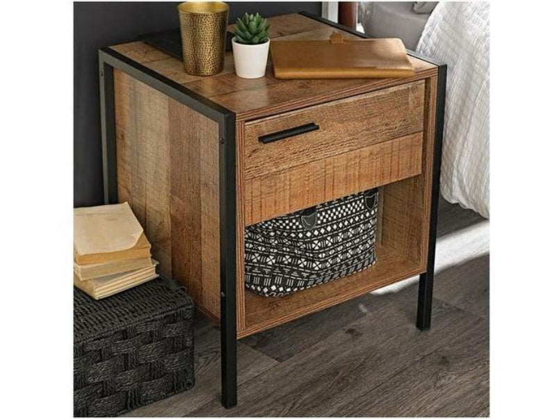 Hoxton Bedside Cabinet Distressed Oak Effect