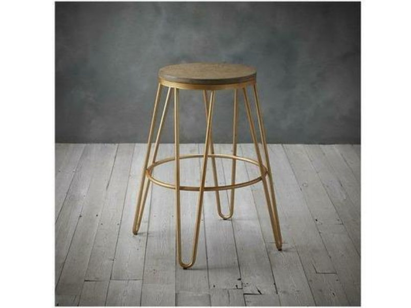 Ikon Wood Seat With Gold Effect Hairpin Legs Bar Stool