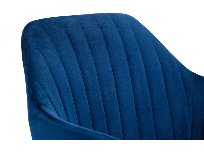 Kahlo Velvet Swivel Office Chair Blue & Chrome