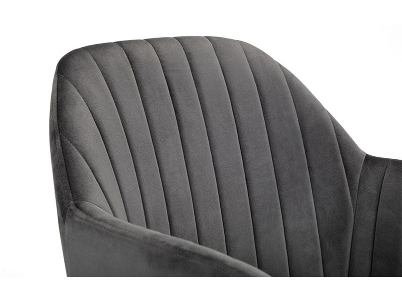 Kahlo Velvet Swivel Office Chair Grey & Black