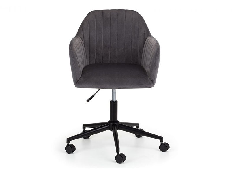 Kahlo Velvet Swivel Office Chair Grey & Black