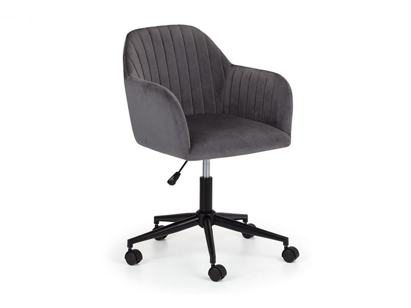 Kahlo Velvet Swivel Office Chair Grey & Black