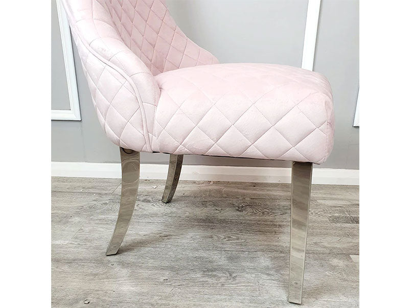 Kate Dining Chair with Chrome Clasp & Quilted Back