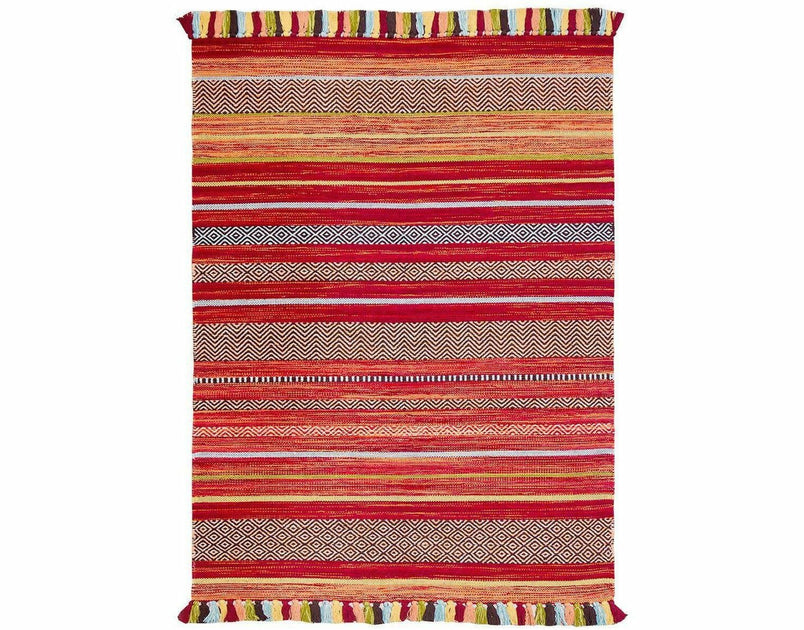 Kelim Stripe Red Rug