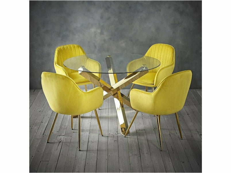 Lara Dining Chair With Gold Legs (Pack of 2)