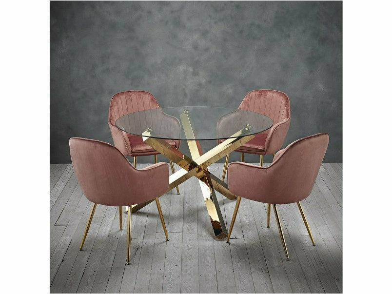 Lara Dining Chair With Gold Legs (Pack of 2)