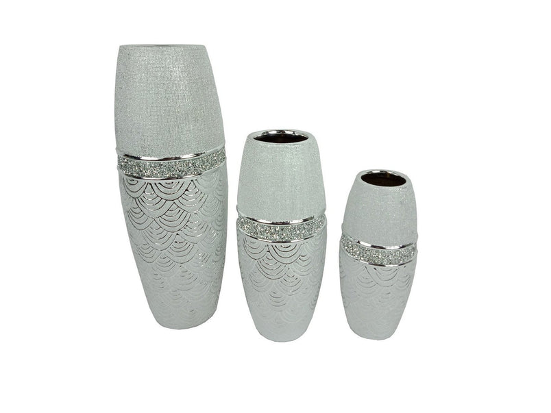 Ceramic Silver Vases Chrome