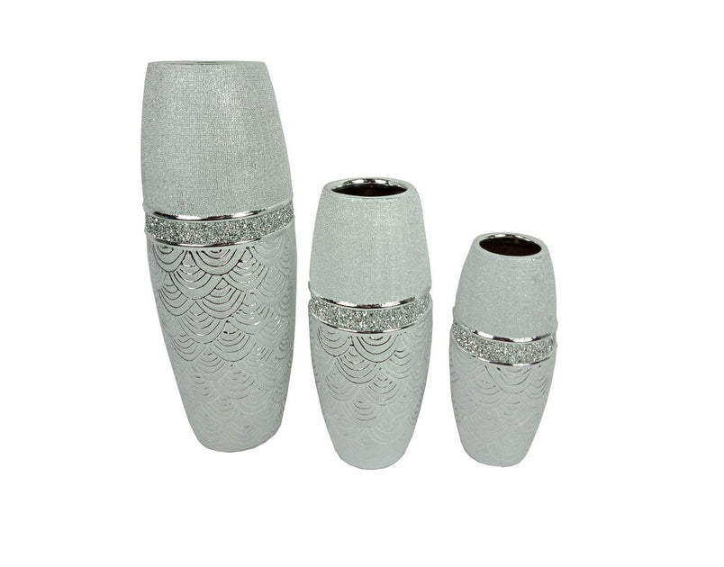 Ceramic Silver Vases Chrome