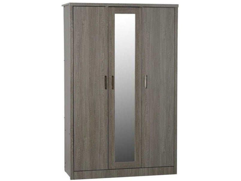 Lisbon 3 Door Wardrobe in Black Wood Grain