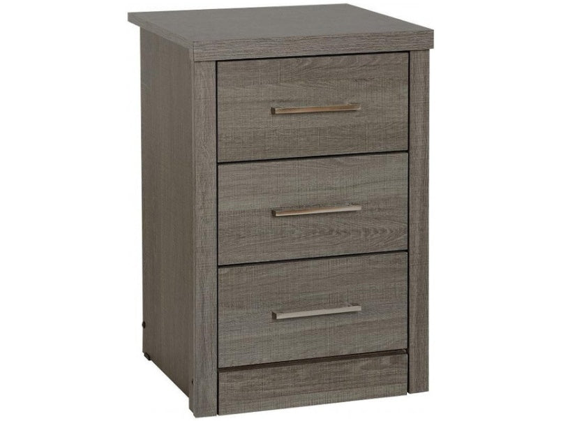 Lisbon 3 Drawer Bedside Chest in Light Oak Effect Veneer