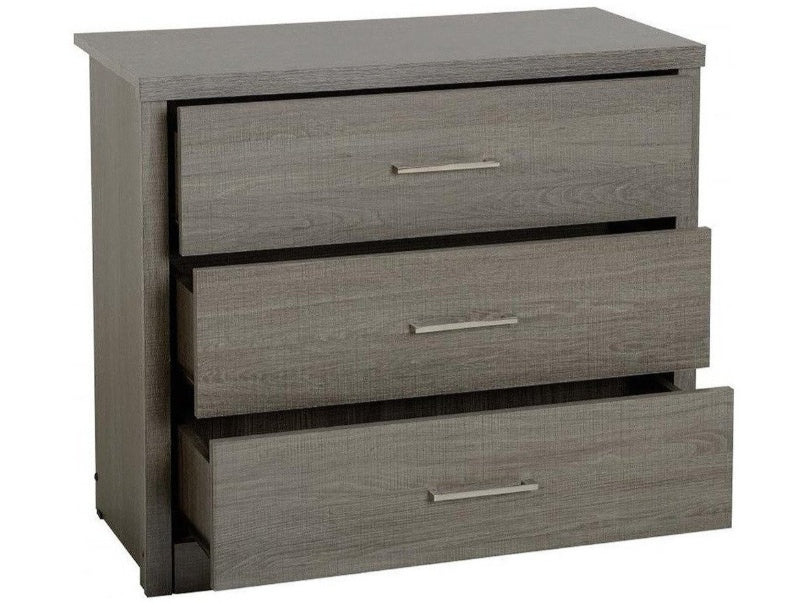 Lisbon 3 Drawer Chest in Black Wood Grain