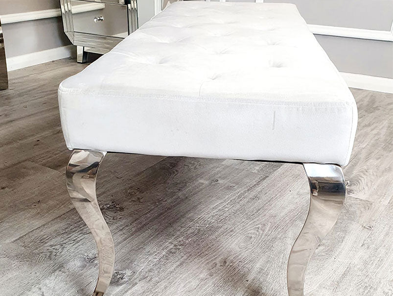 Coxmoor Velvet Dining Bench in Light Grey - 1.3m