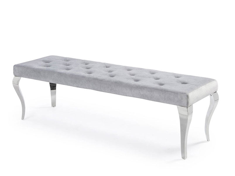 Coxmoor Velvet Dining Bench in Light Grey - 1.3m