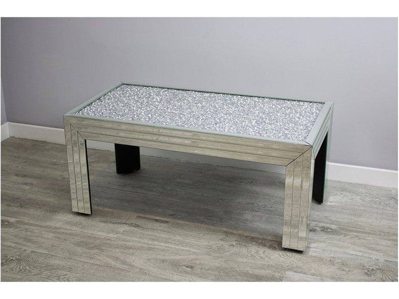 Gatsby Mocka Silver Glass Diamond Crush Coffee Table