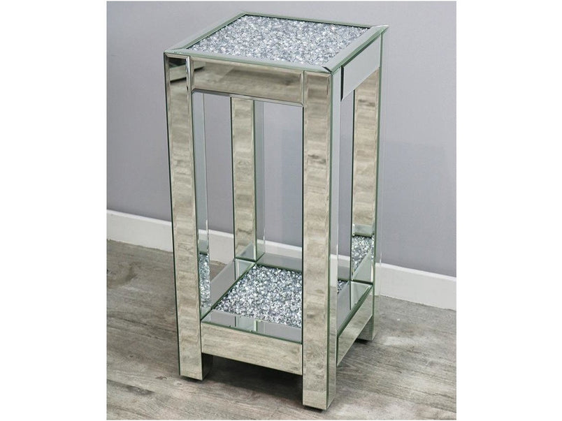 Mocka Silver Glass Diamond Crush Side Tables