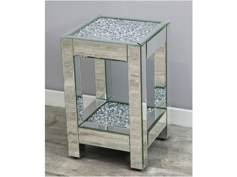 Mocka Silver Glass Diamond Crush Side Tables