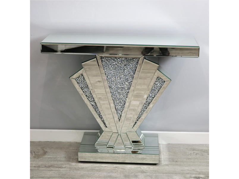 Small Silver Glass Mocka Fan Console