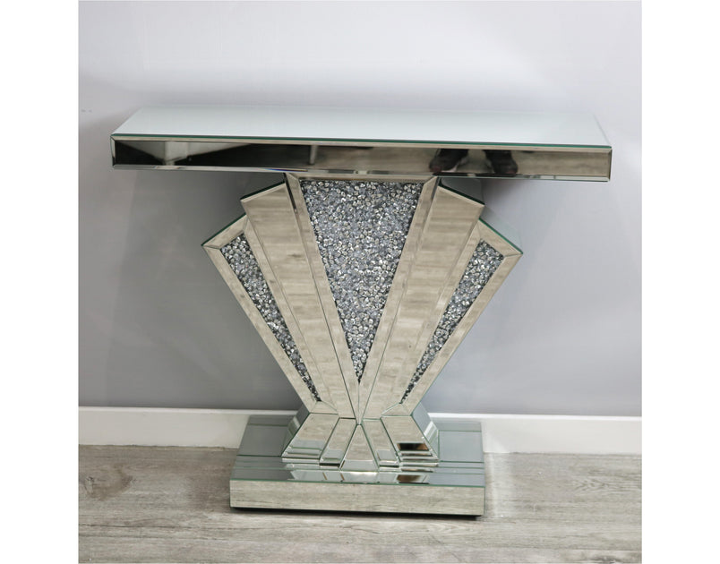 Small Silver Glass Mocka Fan Console