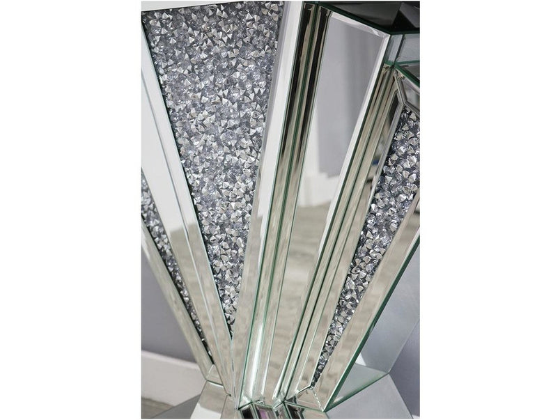 Small Silver Glass Mocka Fan Console