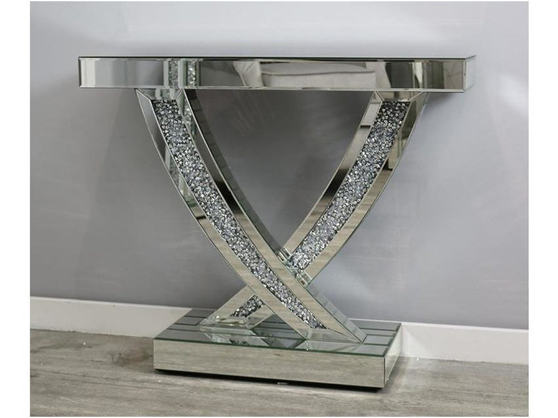 Mocka Silver MDF Glass Swift Console Table