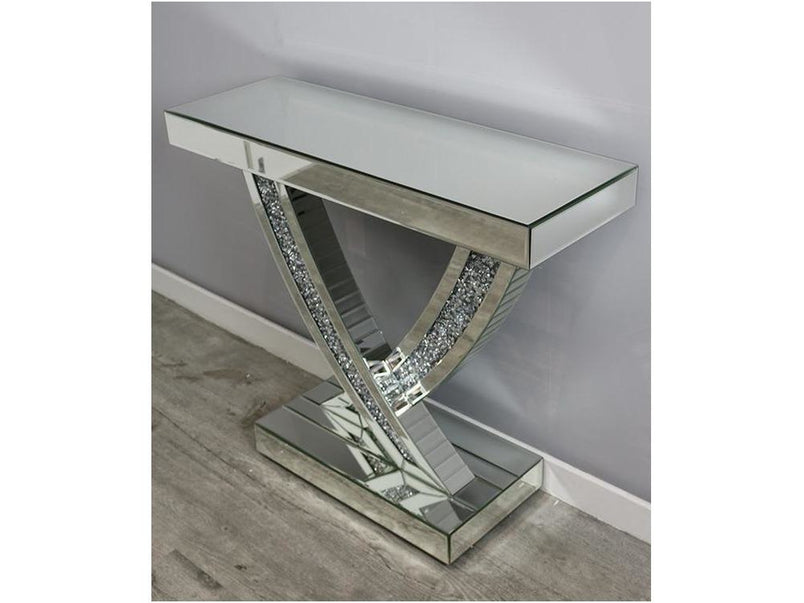 Mocka Silver MDF Glass Swift Console Table