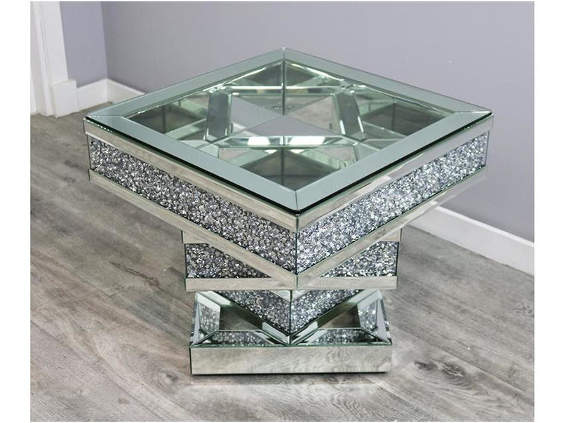 Mocka Silver Glass Infinity End Table