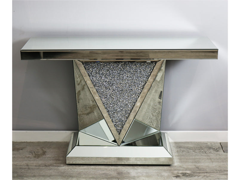 Mocka Silver Glass Triangle Console