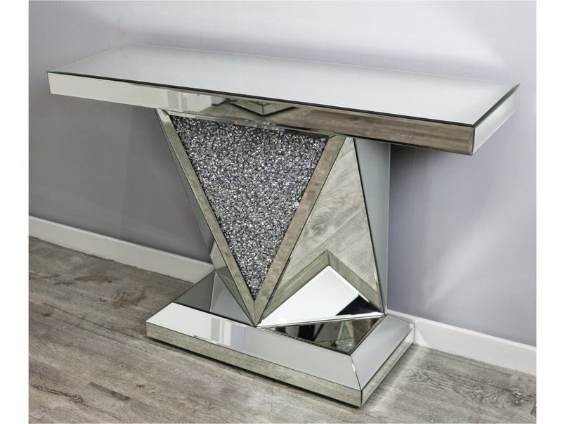 Mocka Silver Glass Triangle Console